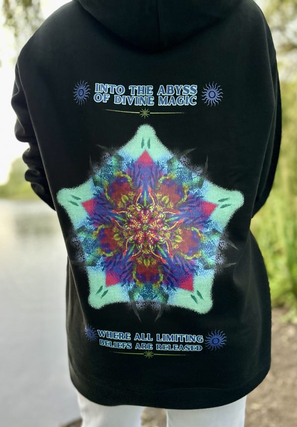 INTO THE ABYSS | MANDALA MADNESS | UNISEX BLACK HOODIE